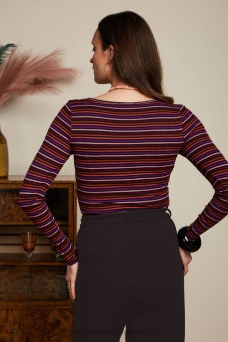 Bekleidung bei King Louie Frauen Carice V Top Rolla Stripe Mesa-Rosa 8LT054