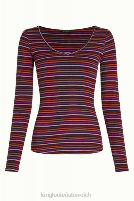 Bekleidung bei King Louie Frauen Carice V Top Rolla Stripe Mesa-Rosa 8LT054