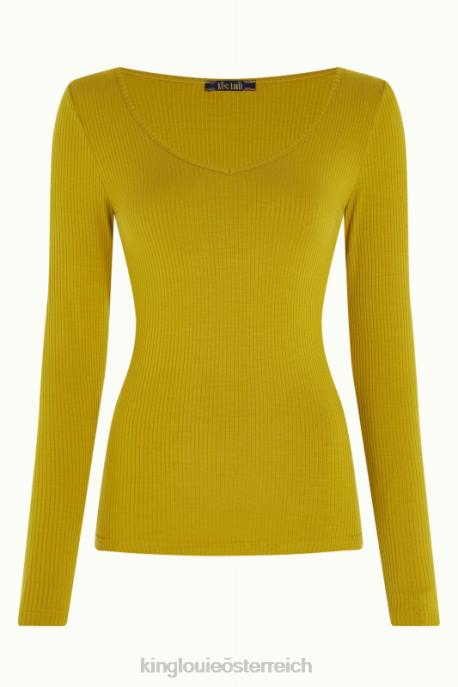 Bekleidung bei King Louie Frauen Carice V Top Uni Rib Currygelb 8LT050