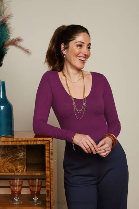 Bekleidung bei King Louie Frauen Carice V Top Uni Rib Kaspia lila 8LT051