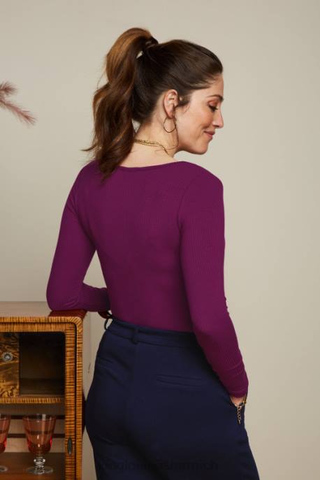 Bekleidung bei King Louie Frauen Carice V Top Uni Rib Kaspia lila 8LT051