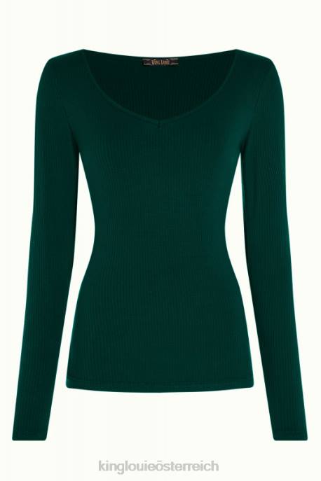 Bekleidung bei King Louie Frauen Carice V Top Uni Rib Kieferngrün 8LT053