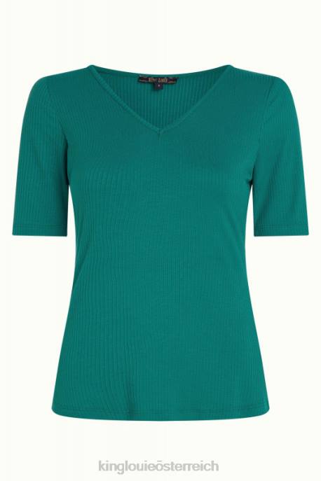 Bekleidung bei King Louie Frauen Carice V Top Uni Rib Ponderosagrün 8LT099