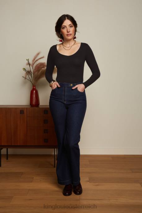 Bekleidung bei King Louie Frauen Carice V Top Uni Rib Schwarz 8LT052