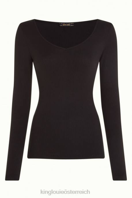 Bekleidung bei King Louie Frauen Carice V Top Uni Rib Schwarz 8LT052