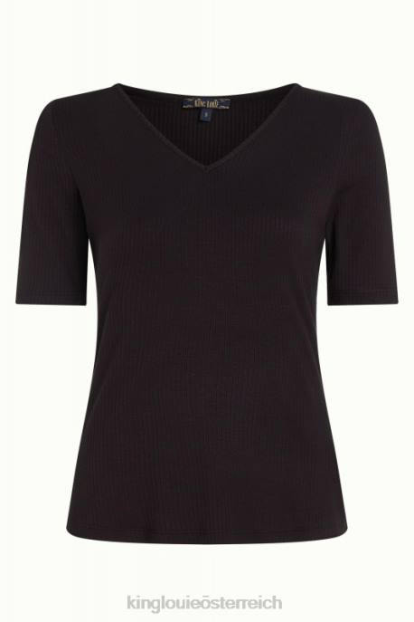 Bekleidung bei King Louie Frauen Carice V Top Uni Rib Schwarz 8LT098