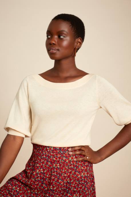 Bekleidung bei King Louie Frauen Ivy Bell Top Cocoon BCI Creme 8LT0104