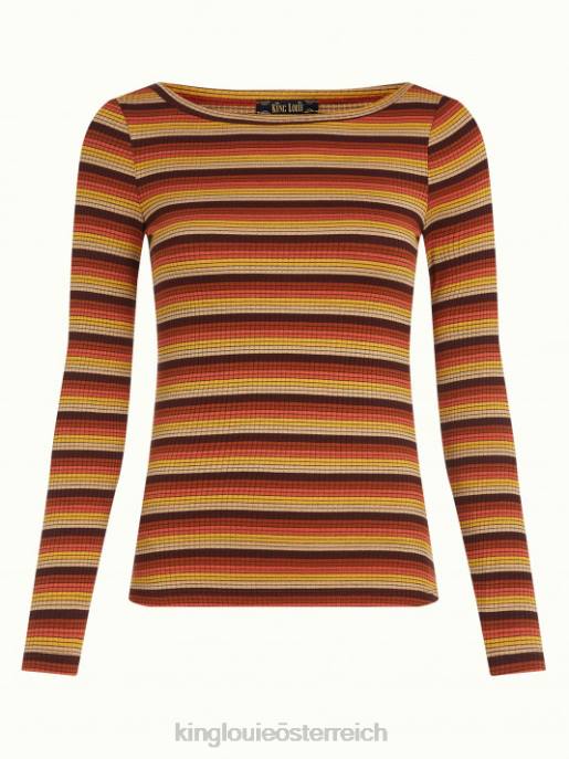 Bekleidung bei King Louie Frauen Lily Top Vanna Stripe Mango-Orange 8LT044