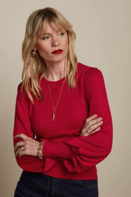 Bekleidung bei King Louie Frauen Maya-Top-Kokon Symbol rot 8LT078