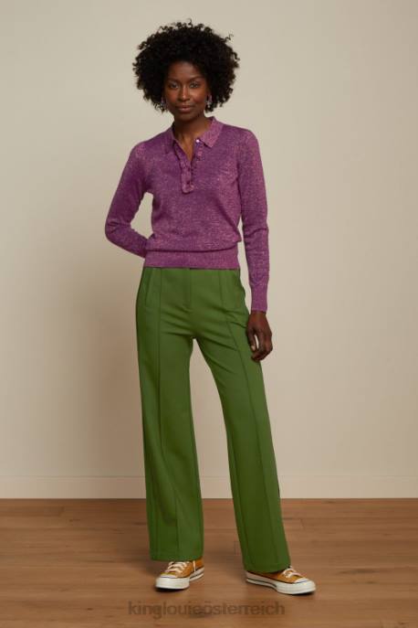 Bekleidung bei King Louie Frauen Polo-Rüschenoberteil in Lapislazuli Kaspia lila 8LT066