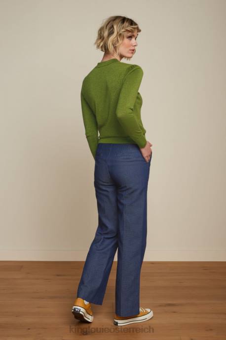 Bekleidung bei King Louie Frauen Polo-Rüschenoberteil in Lapislazuli Waldrebengrün 8LT068