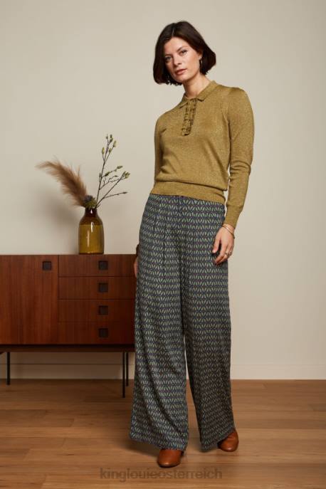 Bekleidung bei King Louie Frauen Polo-Rüschenoberteil in Lapislazuli goldbraun 8LT065