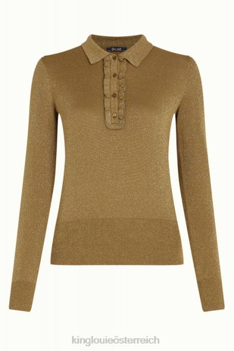 Bekleidung bei King Louie Frauen Polo-Rüschenoberteil in Lapislazuli goldbraun 8LT065