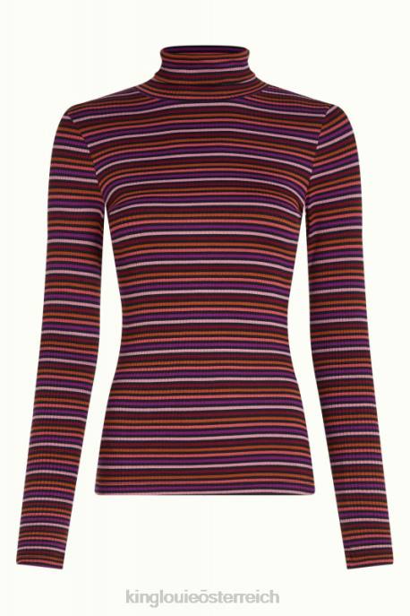 Bekleidung bei King Louie Frauen Rollkragenoberteil Rolla Stripe Mesa-Rosa 8LT056