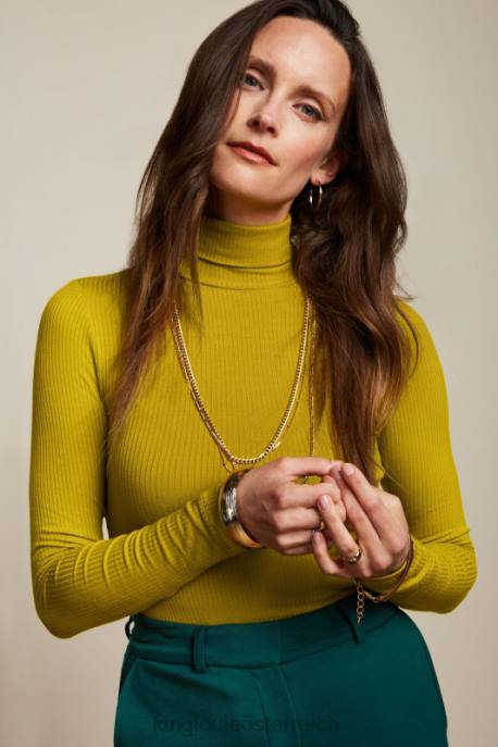 Bekleidung bei King Louie Frauen Rollkragenoberteil, Uni-Ripp Currygelb 8LT046