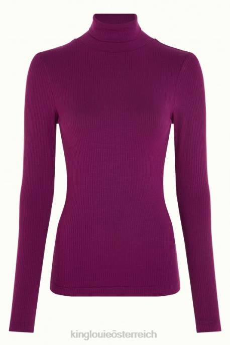 Bekleidung bei King Louie Frauen Rollkragenoberteil, Uni-Ripp Kaspia lila 8LT048