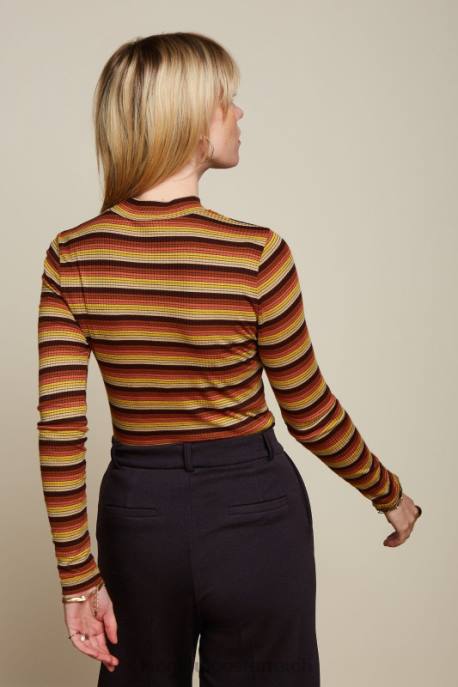 Bekleidung bei King Louie Frauen Schildkrötenoberteil mit Vanna-Streifen Mango-Orange 8LT045