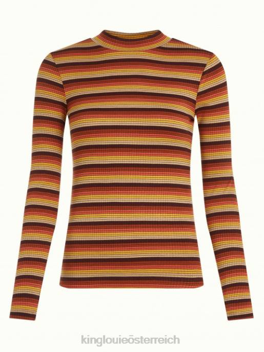 Bekleidung bei King Louie Frauen Schildkrötenoberteil mit Vanna-Streifen Mango-Orange 8LT045