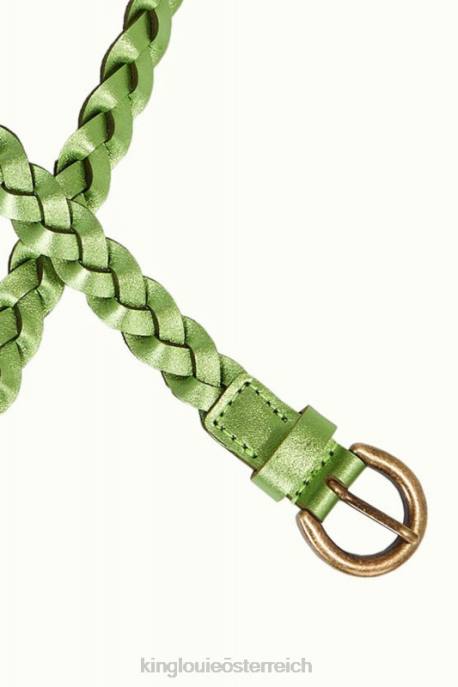 Zubehörteil bei King Louie Frauen glänzender geflochtener Gürtel Waldrebengrün 8LT0187